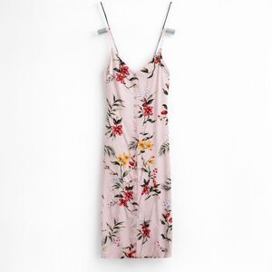 Ever New Melbourne Pink Floral Strappy Midi Slip Dress Button Front USA 4